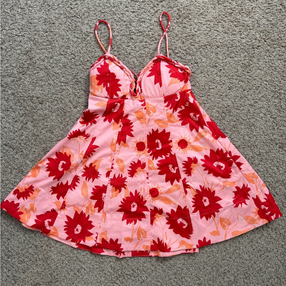 Floral Pink and Red Sundress Small